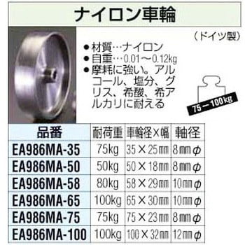 100x 32mm ナイロン車輪 [黒] エスコ