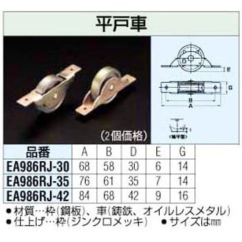 EA986RJ-30 平戸車 1セット(2個) エスコ 【通販サイトMonotaRO】