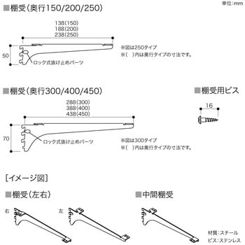 アームハング棚柱SS 棚受(木質棚板用)