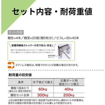 ステンレス棚柱セット 南海プライウッド