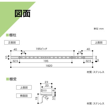 シンプルステン棚柱セット 南海プライウッド