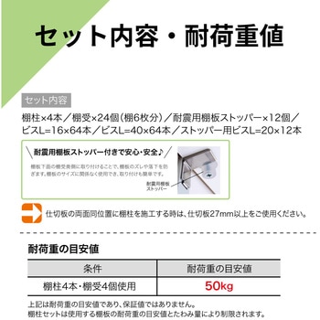シンプルアルミ棚柱セット 南海プライウッド
