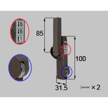 ダイヤル錠クレセント(大) L(*-01043L-BZLX) TOSTEM(LIXIL)