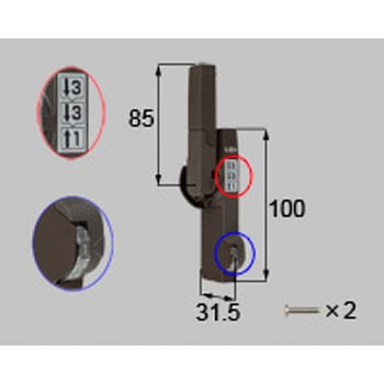 ダイヤル錠クレセント(大) L(*-01063L-BZLY) TOSTEM(LIXIL)