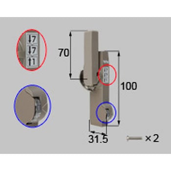 ダイヤル錠クレセント(中) L(*-01022L-BZLX) - TOSTEM(LIXIL)