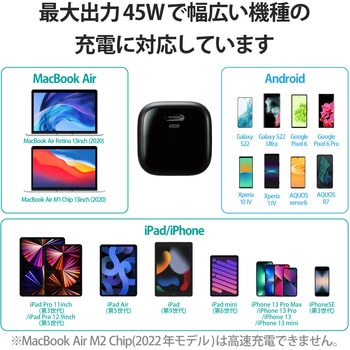 ACアダプター USB Type C 充電器 45W PD PPS 対応 Type-C ×1 スイングプラグ 充電器 エレコム
