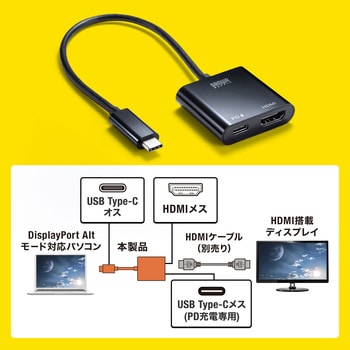 AD-ALCPHDPD 変換アダプタ サンワサプライ USB Type-C(PC接続側