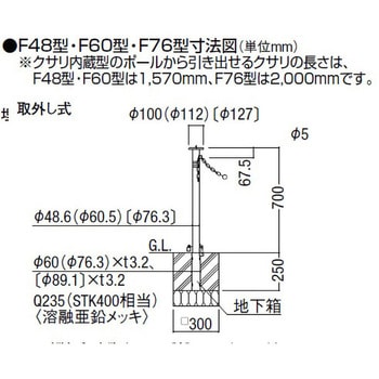 スペースガード 車止めF型ポールタイプ 取り外し式 フタ付 TOEX(LIXIL)