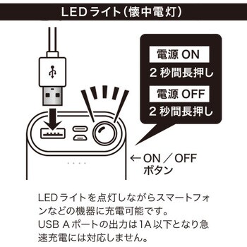 LEDライト付き モバイルバッテリー 2in1ケーブル付属