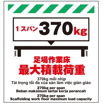 多言語シート 足場作業床最大積載荷重1スパン370kg 昭和商会