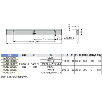 アルミ押出ハンドルHA-NE型 LAMP(スガツネ工業)