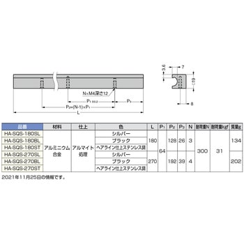 アルミ押出ハンドルHA-SQS型 LAMP(スガツネ工業)