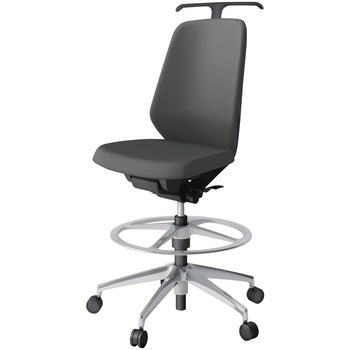 ノートチェア ハイポジションタイプ ハイバック 肘なし ハンガー ランバーサポート付 クロスPV アルミ脚<配送時組立サービス付> - イトーキ