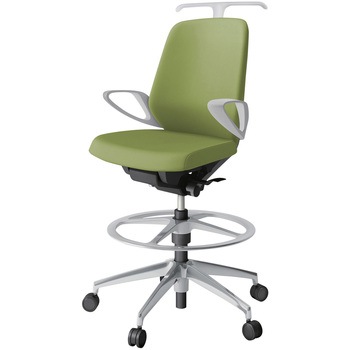 ノートチェア ハイポジションタイプ ローバック 固定肘 ハンガー ランバーサポートなし クロスPV アルミ脚<配送時組立サービス付> - イトーキ