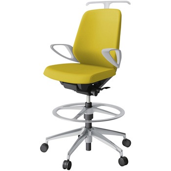 ノートチェア ハイポジションタイプ ローバック 固定肘 ハンガー ランバーサポートなし クロスPV アルミ脚<配送時組立サービス付> - イトーキ