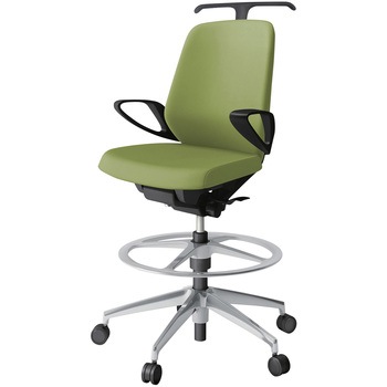 ノートチェア ハイポジションタイプ ローバック 固定肘 ハンガー ランバーサポートなし クロスPV アルミ脚<配送時組立サービス付> - イトーキ