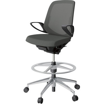 ノートチェア ハイポジションタイプ ローバック 固定肘 ランバーサポート付 メッシュJV アルミ脚<配送時組立サービス付> - イトーキ