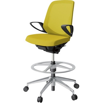 ノートチェア ハイポジションタイプ ローバック 固定肘 ランバーサポート付 メッシュJV アルミ脚<配送時組立サービス付> - イトーキ