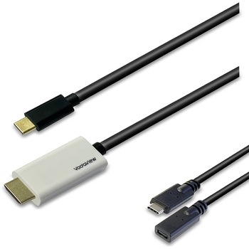 4K60Hz USB-C to HDMI ケーブル50cm 1.0m 延長ケーブルセット モバイル用に50cm・パソコ用に1.5m Vodaview