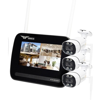 防犯カメラ 無線式 7インチモニター一体型Wi-Fi NVR 4chモデル カメラ3台セット HDD：1TB搭載 塚本無線