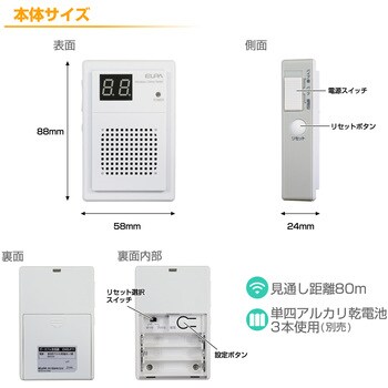 ワイアレスチャイム ポータブル受信機 ELPA