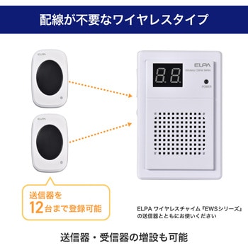 EWS-P71 ワイアレスチャイム ポータブル受信機 ELPA 電池式 EWS-P71 ワイアレスチャイム ポータブル受信機 ELPA 電池式