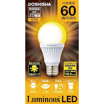 CM-A60GL LED電球 E26 広配光 1個 Luminous(ルミナス) 【通販モノタロウ】