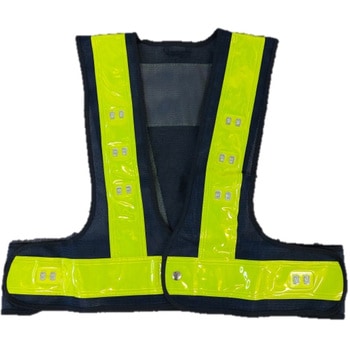 ショート丈安全LEDベスト(紺生地/黄) SBYL-R-CS さくら電子