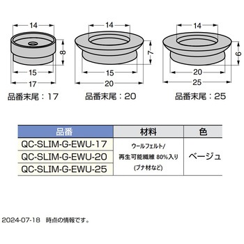 金属パイプ脚用グライド 薄型タイプ ソフト仕様 ecoベージュ - LAMP(スガツネ工業)