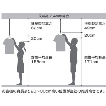 モクハンガー(木製天井付け室内物干し) オークス