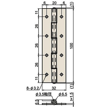 ステンレス長蝶番(穴アキ) ジョー・プリンス竹下