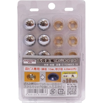 ビスキャップ 太鼓鋲風ネジキャップ ニッケルメッキ 丸 10入 ブリスター ダンドリビス