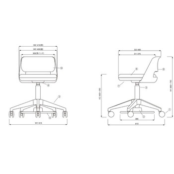 研究室用チェア・フットペダル・背クッション付 TSMN-W36Lシリーズ アズワン
