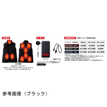 保温性の高い発熱体内蔵型電熱ベスト ネービー FGA20000シリーズ 自重堂