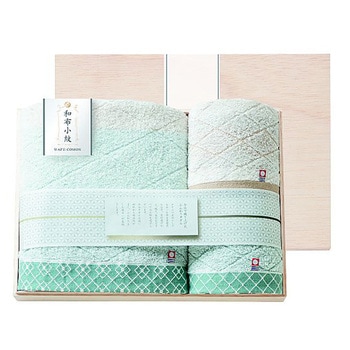 和布小紋【modern】タオルセット 国産木箱入 KWFKシリーズ アズワン