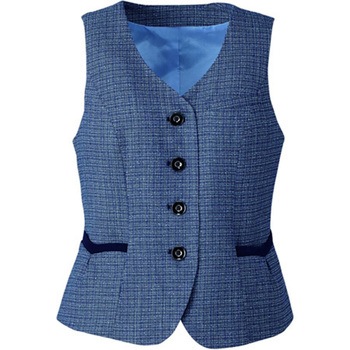 ENJOY ベスト TWEEDY CHECK ブルー EAV684シリーズ カーシーカシマ