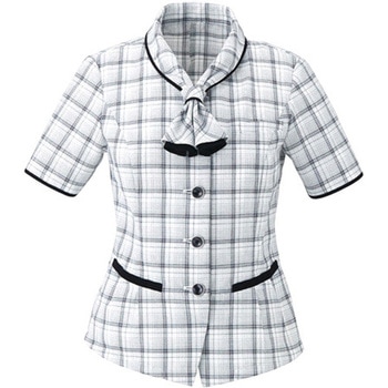 ENJOY オーバーブラウス AIR MESH CHECK ホワイト ESA661シリーズ カーシーカシマ