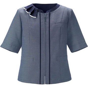 ENJOY フリル付半袖オーバーブラウス ネイビー ESA890シリーズ カーシーカシマ