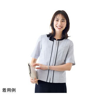 ENJOY フリル付半袖オーバーブラウス ライトグレー ESA890シリーズ カーシーカシマ