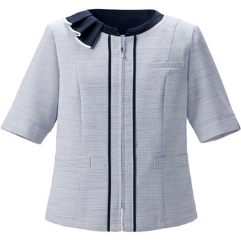 ENJOY フリル付半袖オーバーブラウス ライトグレー ESA890シリーズ - カーシーカシマ