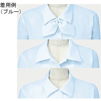 ENJOY 長袖リボンブラウス Softkarseystretch ブルー EWB386シリーズ カーシーカシマ