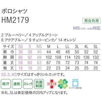 HEARTGREEN 半袖ポロシャツ アクアブルー HM2179シリーズ カーシーカシマ