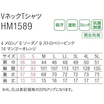 HEARTGREEN VネックTシャツ ソーダ HM1589シリーズ カーシーカシマ