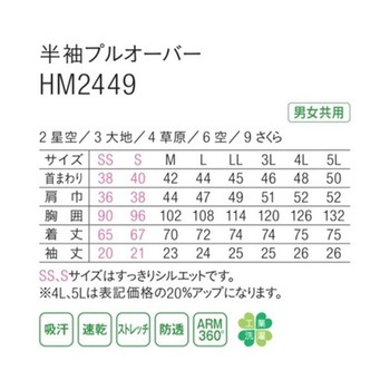 HEARTGREEN 半袖プルオーバー 空 HM2449シリーズ カーシーカシマ