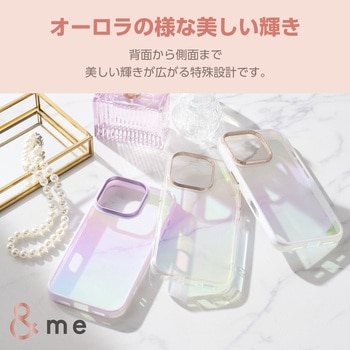 iPhone16 Pro ケース ハイブリッド 衝撃吸収 カメラレンズ保護設計 ストラップホール付 オーロラ &me エレコム