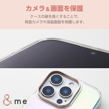 iPhone16 Pro ケース ハイブリッド 衝撃吸収 カメラレンズ保護設計 ストラップホール付 オーロラ &me エレコム