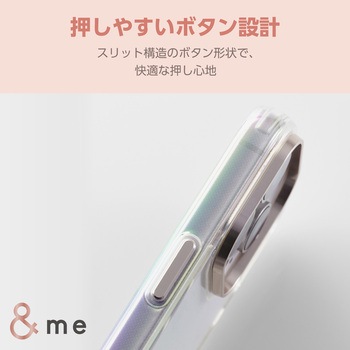 iPhone16 Pro ケース ハイブリッド 衝撃吸収 カメラレンズ保護設計 ストラップホール付 オーロラ &me エレコム