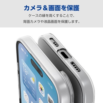 iPhone16 Pro ケース ソフト カバー 衝撃吸収 超軽量 薄型 カメラレンズ保護設計 エレコム