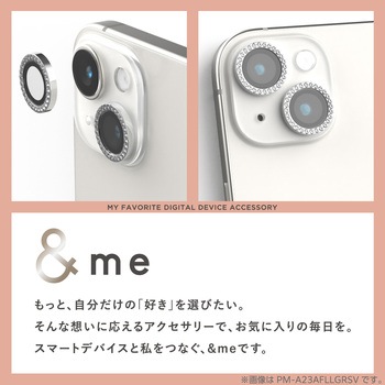 iPhone16 /16 Plus カメラフィルム ガラス ラインストーン 高透明 表面硬度10H 指紋防止 &me エレコム