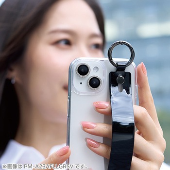 iPhone16 /16 Plus カメラフィルム ガラス ラインストーン 高透明 表面硬度10H 指紋防止 &me エレコム
